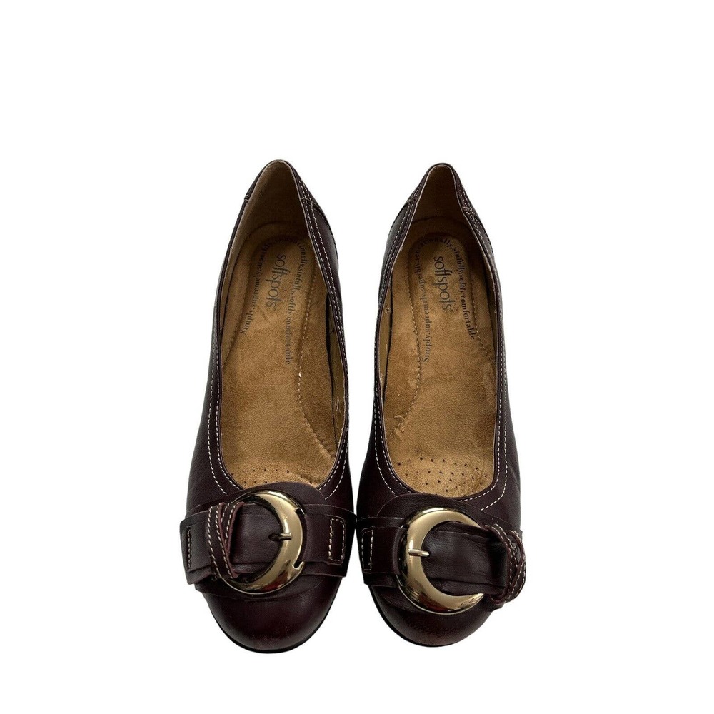 Softspots Women’s Slip On Shoes Size 8 Plum Leather 754909 Little Heel